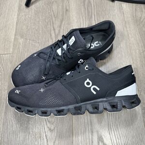 On Cloud X 3 Mens Size 13 Black Gray White Athletic Running Shoes Sneakers